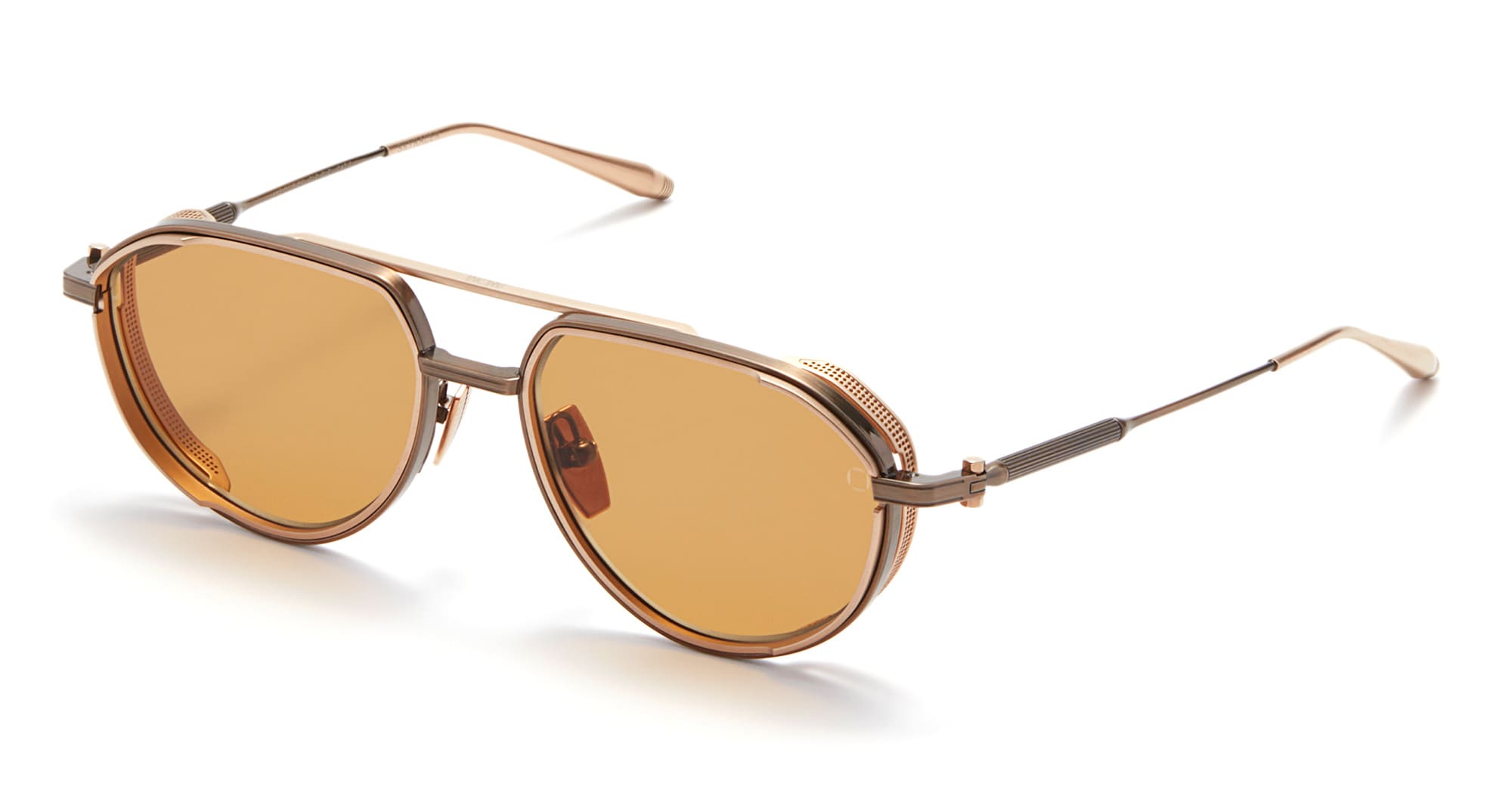 Ottica Mondello Roma - Akoni - AKS-511B-54 - SKYRACER - WHITE GOLD - Titanium - shape Pilot - Gold - EYEWEAR - SUNGLASSES - Uomo,Men - lens Brown - Made In Japan