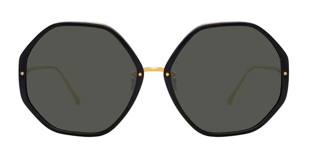  YELLOW GOLD - Acetate, titanium - shape Hexagonal - Black - EYEWEAR - SUNGLASSES - Donna,Women - lens Grey - MadeIn Japan