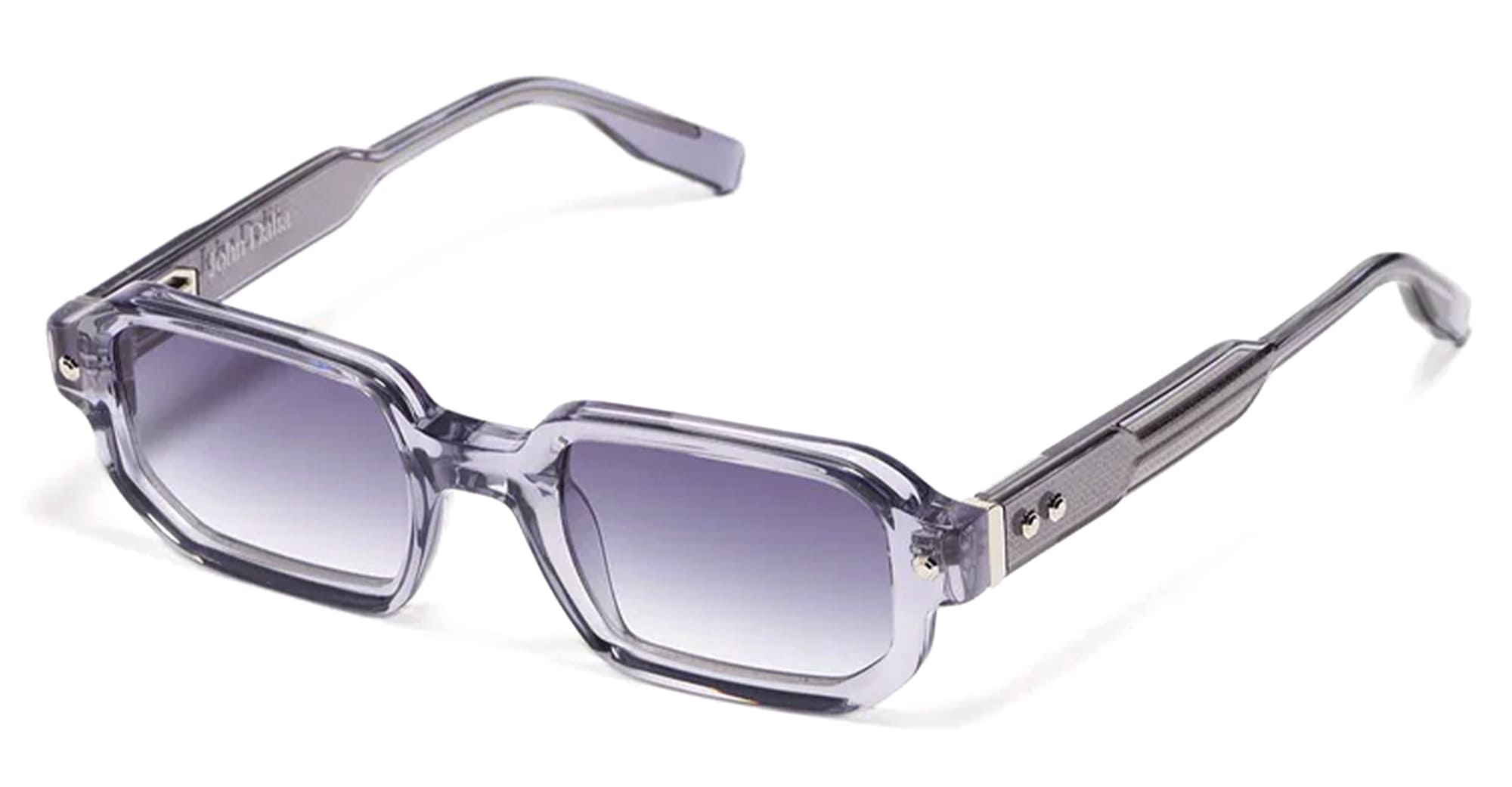 Ottica Mondello Roma - John Dalia - P06-C159 - PROJECT 06 - C159 Grey Translucid / Platine Plated - Acetate - shape Rectangular - grey, white gold - EYEWEAR - SUNGLASSES - Unisex,Uomo,Donna,Women,Men - lens Gradient blue - Made In France