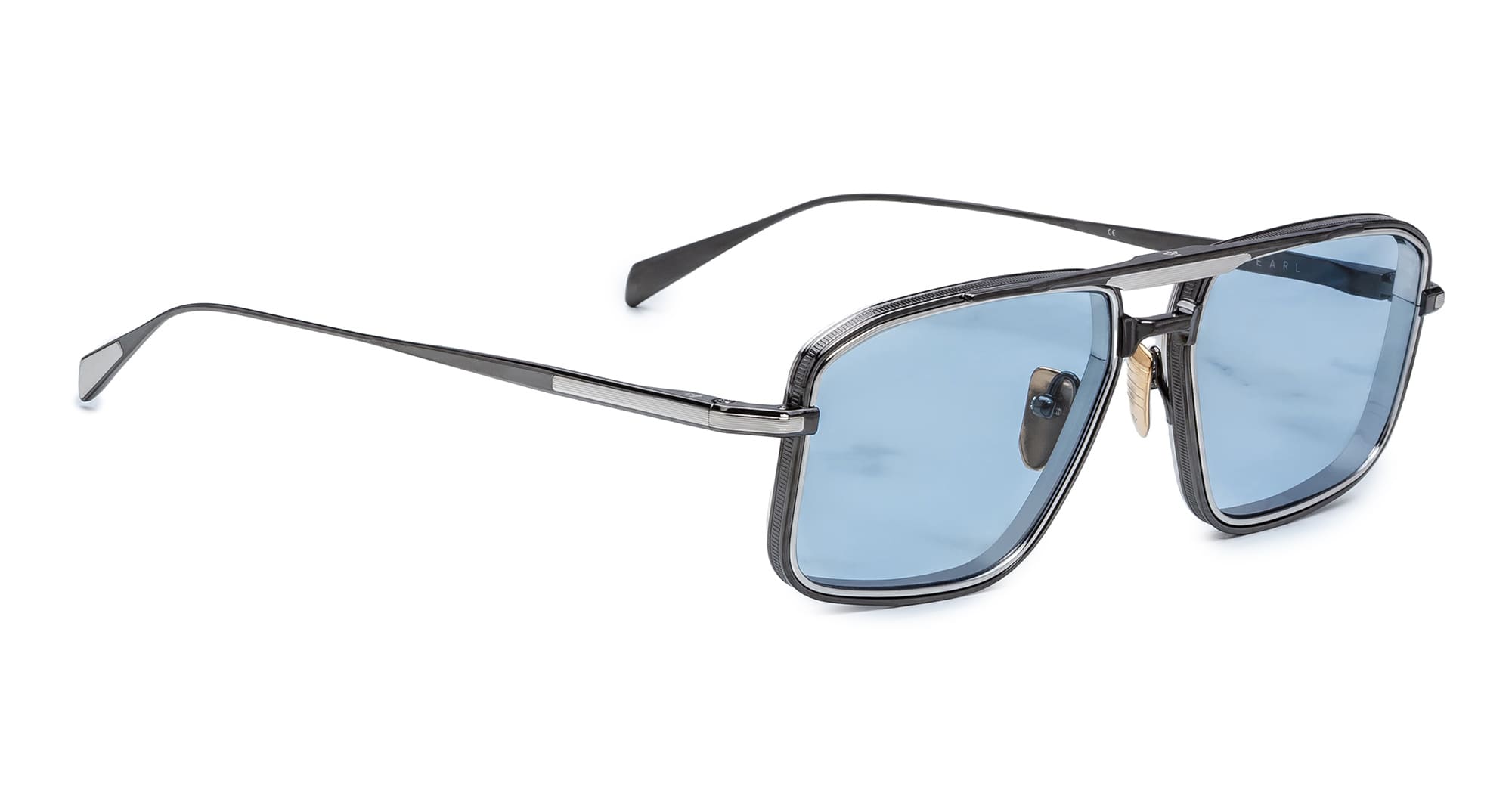 Ottica Mondello Roma - Jacques Marie Mage - JMMER-2H - EARL - ANTIQUE SILVER - Titanium - shape Navigator - Silver - EYEWEAR - SUNGLASSES - Unisex,Uomo,Donna,Women,Men - lens Blue - Made In Japan