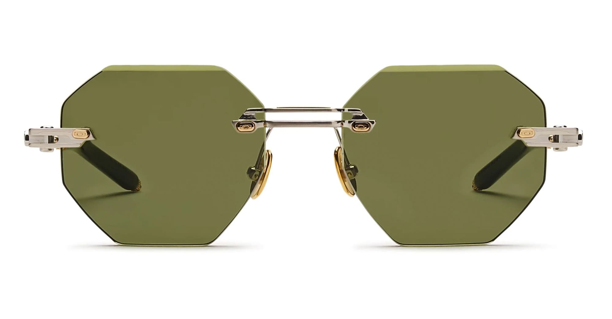 Ottica Mondello Roma - T HENRI - TMA - TROFEO - ANOMOLY - Titanium - shape Octagonal - silver, gold - EYEWEAR - SUNGLASSES - Unisex,Uomo,Donna,Women,Men - lens Green - Made In Japan