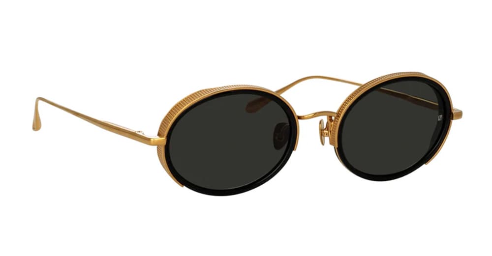 Ottica Mondello Roma - LINDA FARROW - LFL1413C1SUN - FINN - BLACK / YELLOW GOLD - Titanium - shape Oval - Gold - EYEWEAR - SUNGLASSES - Donna,Women - lens Grey - MadeIn Japan