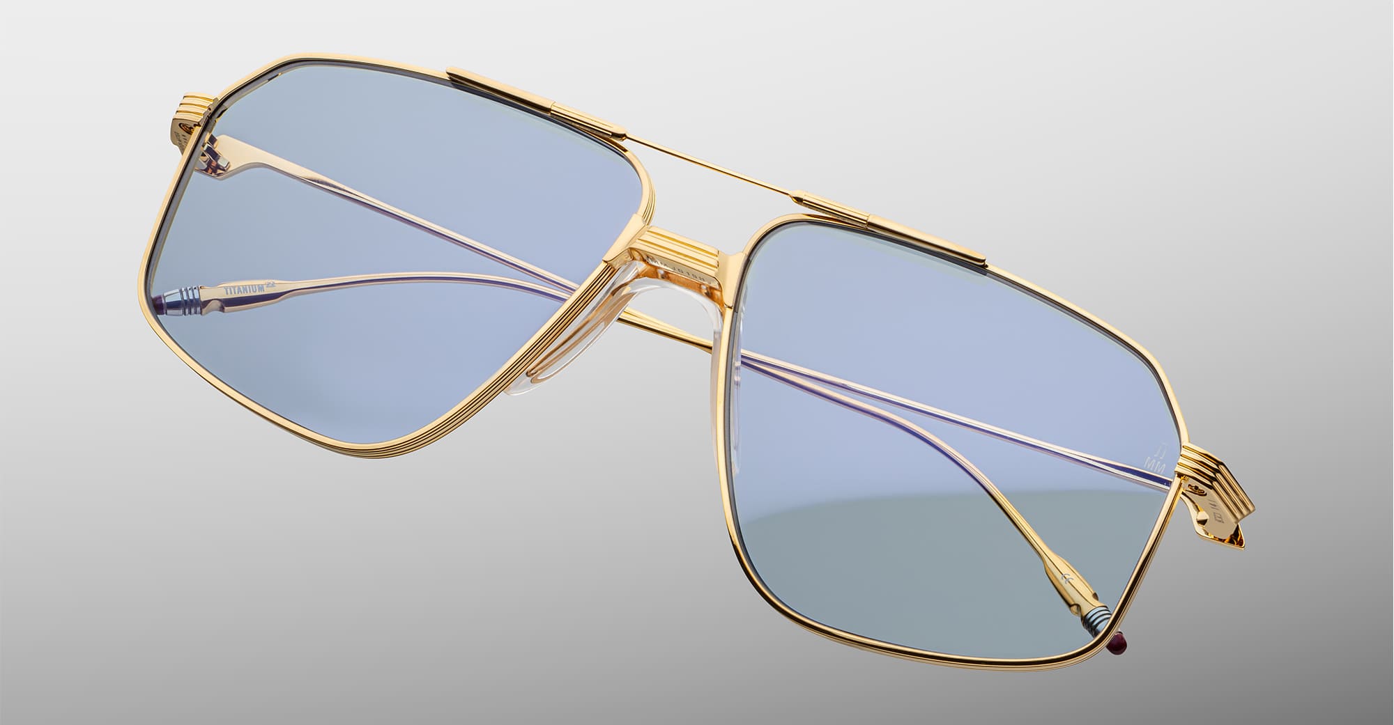 Ottica Mondello Roma - Jacques Marie Mage - JMMJG-19H - JAGGER - CIEL - Titanium - shape Aviator - Gold - EYEWEAR - SUNGLASSES - Unisex,Uomo,Donna,Women,Men - lens Blue - Made In Japan