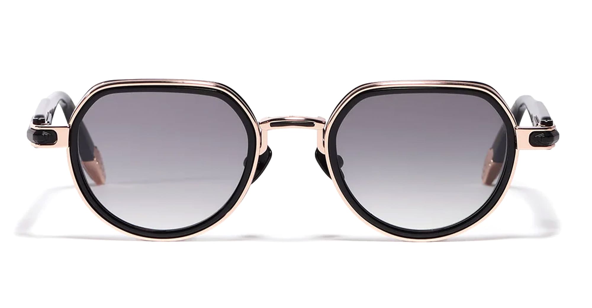Ottica Mondello Roma - John Dalia - ANYA-C413 - ANYA - C413 Shiny Black / Rose Gold - Metal - shape Round - Black, gold - EYEWEAR - SUNGLASSES - Unisex,Uomo,Donna,Women,Men - lens Gradient grey - Made In France