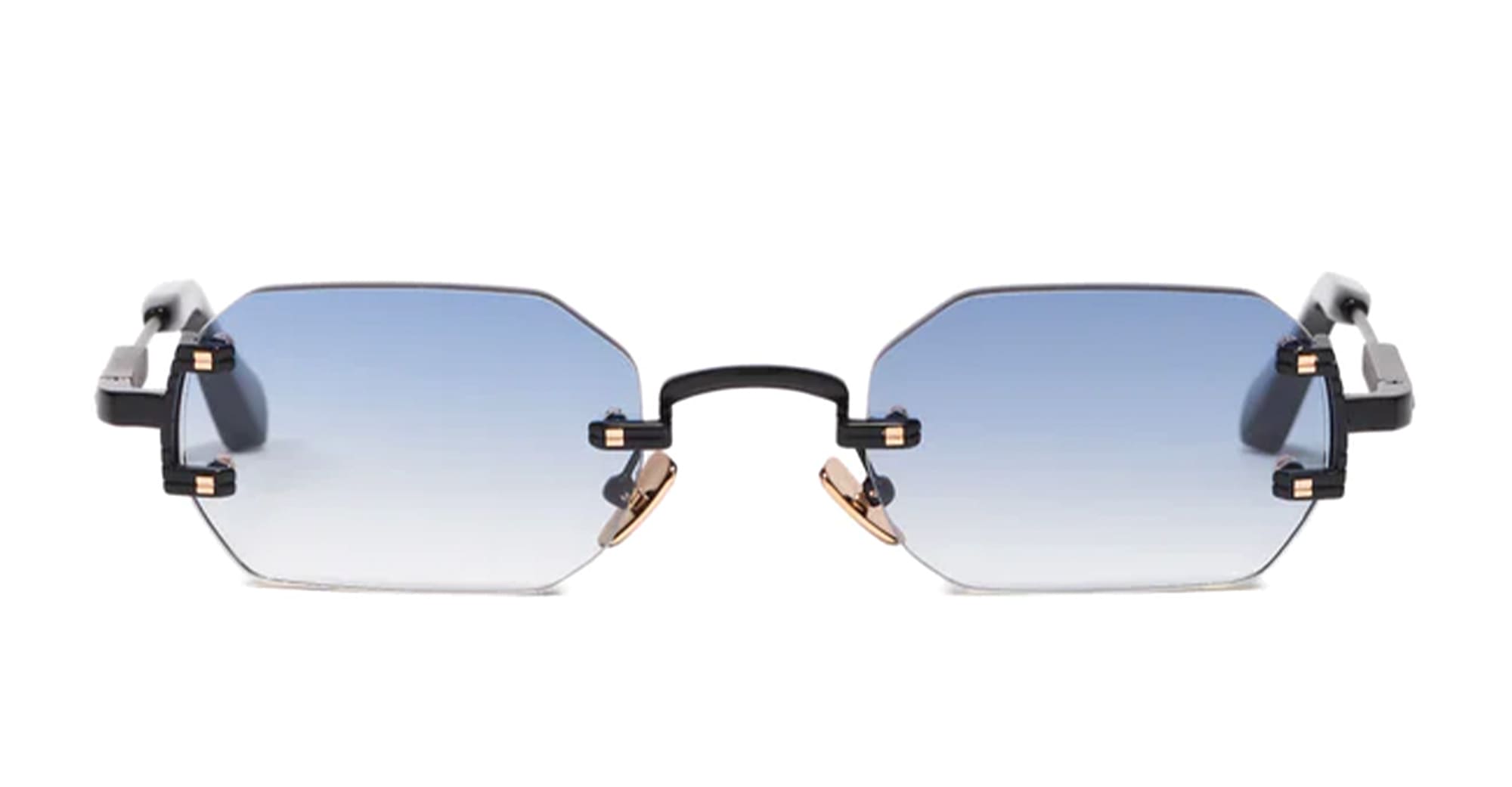 Ottica Mondello Roma - John Dalia - AMARU-C303 - AMARU-C303 - SHINY BLACK - Metal - shape Rectangular - Black - EYEWEAR - SUNGLASSES - Uomo,Men - lens Gradient blue - Made In France