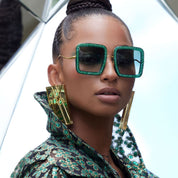 Ottica Mondello Roma - Anna-Karin Karlsson - S211-5203 - BEAMING SKY - Emerald - acetate, stainless steel - shape Squared - gold, green - EYEWEAR - SUNGLASSES - Donna,Women - lens Gradient grey - Made In Japan