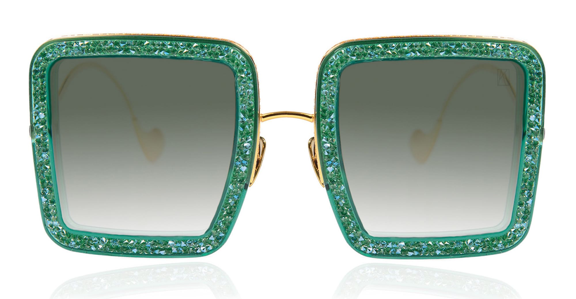 Ottica Mondello Roma - Anna-Karin Karlsson - S211-5203 - BEAMING SKY - Emerald - acetate, stainless steel - shape Squared - gold, green - EYEWEAR - SUNGLASSES - Donna,Women - lens Gradient grey - Made In Japan
