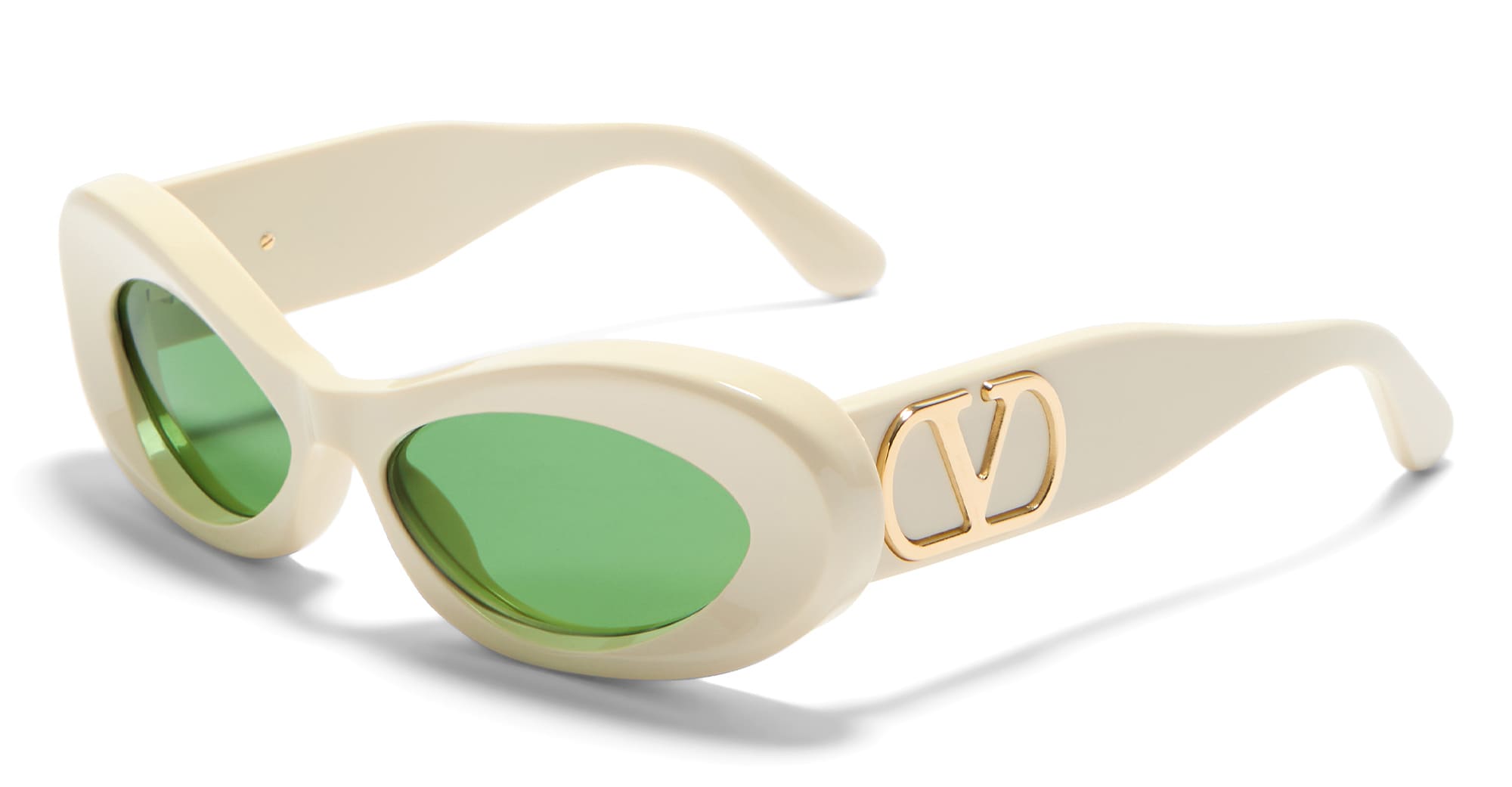  V-LIGHT GOLD - Acetate - shape Oval - ivory - EYEWEAR - SUNGLASSES - Donna,Women - lens Green - Made In Japan