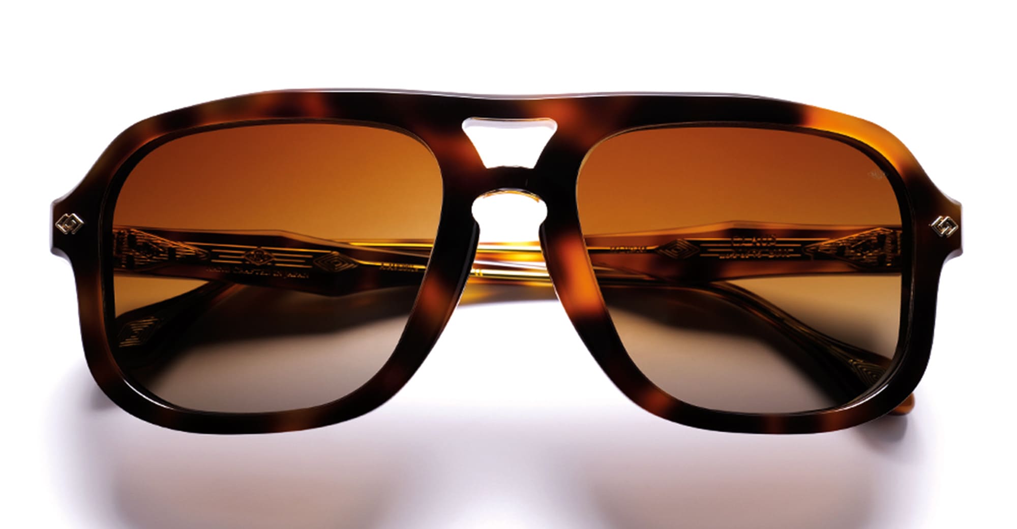  polished titanium - Acetate - shape Aviator - Havana - EYEWEAR - SUNGLASSES - Unisex,Uomo,Donna,Women,Men - lens Green - Made In Japan