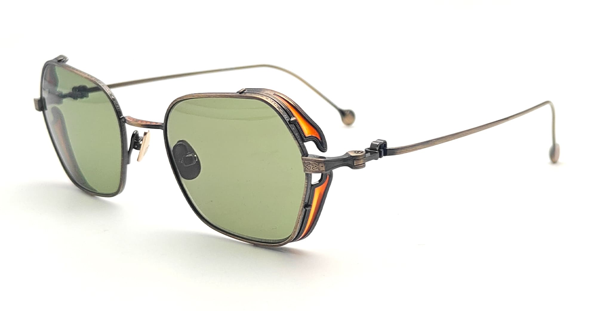 Ottica Mondello Roma - Matsuda - M3153.SG.AG.49 - M3153 - ANTIQUE GOLD / SAGE GREEN - Titanium - shape Squared - antique gold - EYEWEAR - SUNGLASSES - Unisex,Uomo,Donna,Women,Men - lens Sage green - Made In Japan