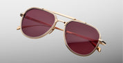 Ottica Mondello Roma - Jacques Marie Mage - JMMMD-22 - COMMANDER - CHAMPAGNE - Titanium - shape Pilot - Gold - EYEWEAR - SUNGLASSES - Unisex,Uomo,Donna,Women,Men - lens burgundy - Made In Japan
