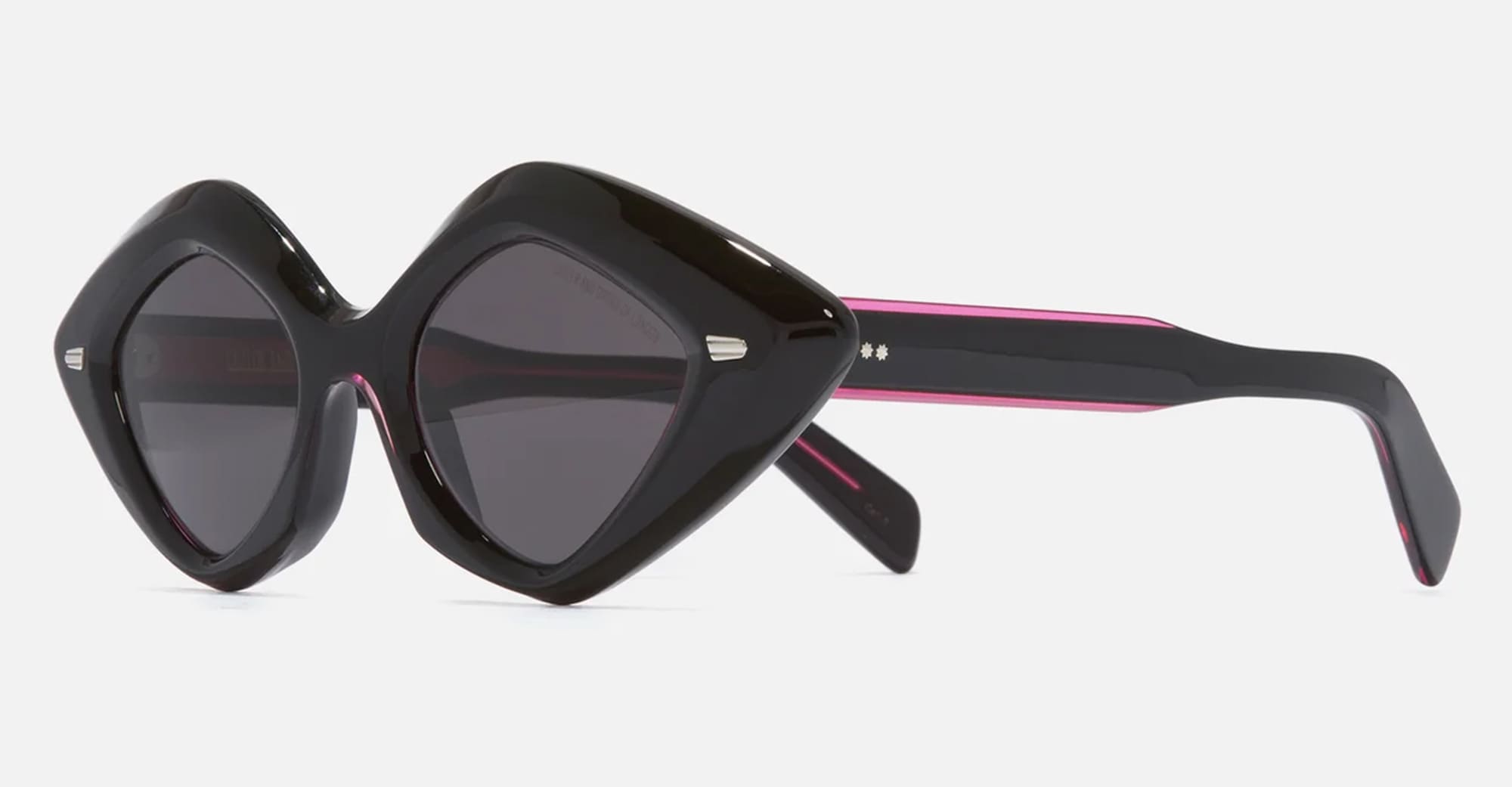 Ottica Mondello Roma - Cutler and Gross - CGSN-9126-48-01 - 9126 - BLACK ON PINK - Acetate - shape Diamond - black, pink - EYEWEAR - SUNGLASSES - Donna,Women - lens Grey - Made In Italy
