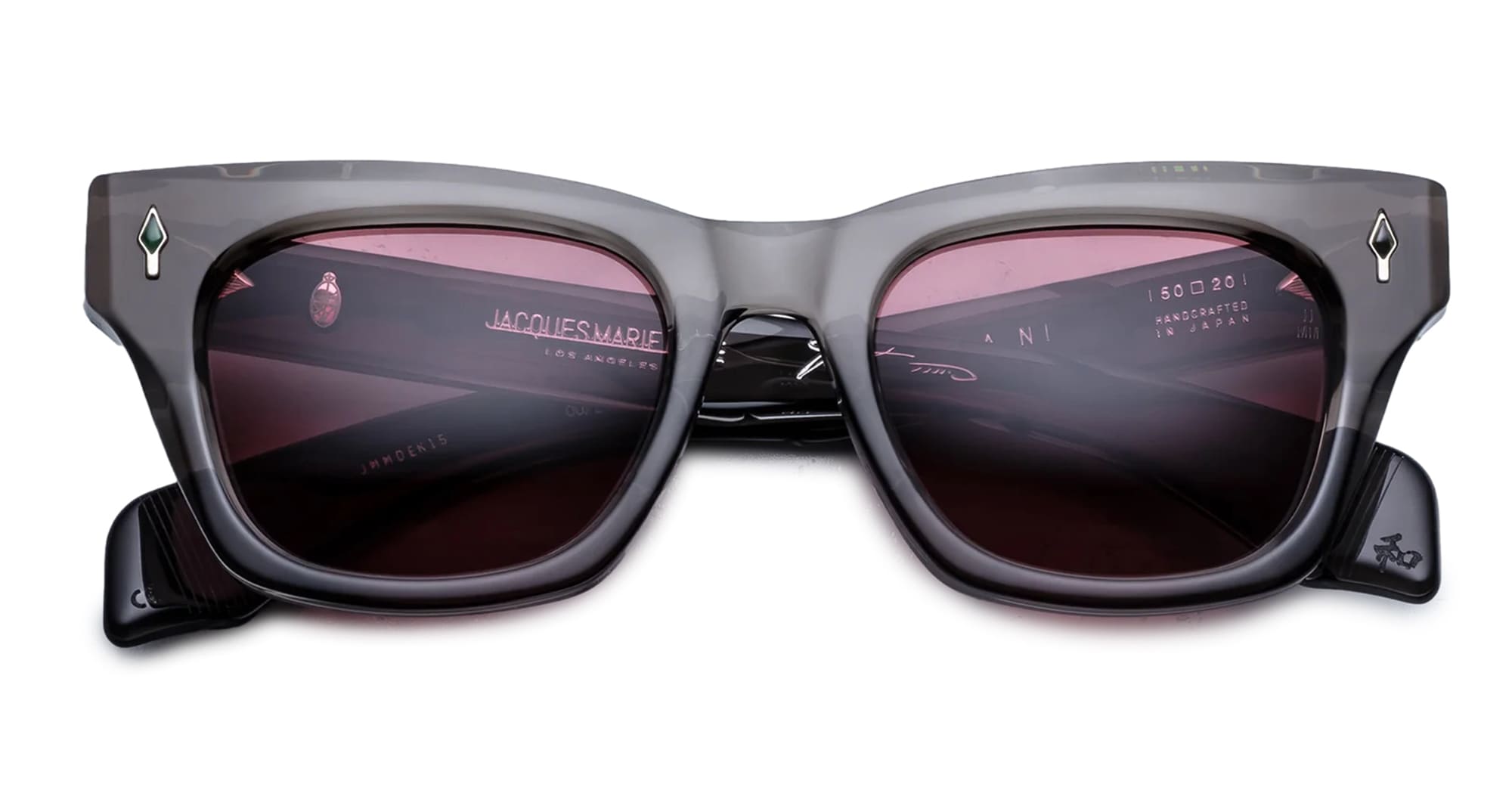 Ottica Mondello Roma - Jacques Marie Mage - JMMDE-4E - PATTI SMITH FOR JMM: DEALAN - MAUVAIS SANG - Acetate - shape Squared - grey - EYEWEAR - SUNGLASSES - Unisex,Uomo,Donna,Women,Men - lens red - Made In Japan