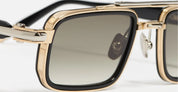 Ottica Mondello Roma - John Dalia - DANE-C409 - DANE - C409 Shiny Black / Yellow Gold / Platine  - titanium, acetate - shape Rectangular - gold, black - EYEWEAR - SUNGLASSES - Unisex,Uomo,Donna,Women,Men - lens Gradient green - Made In France