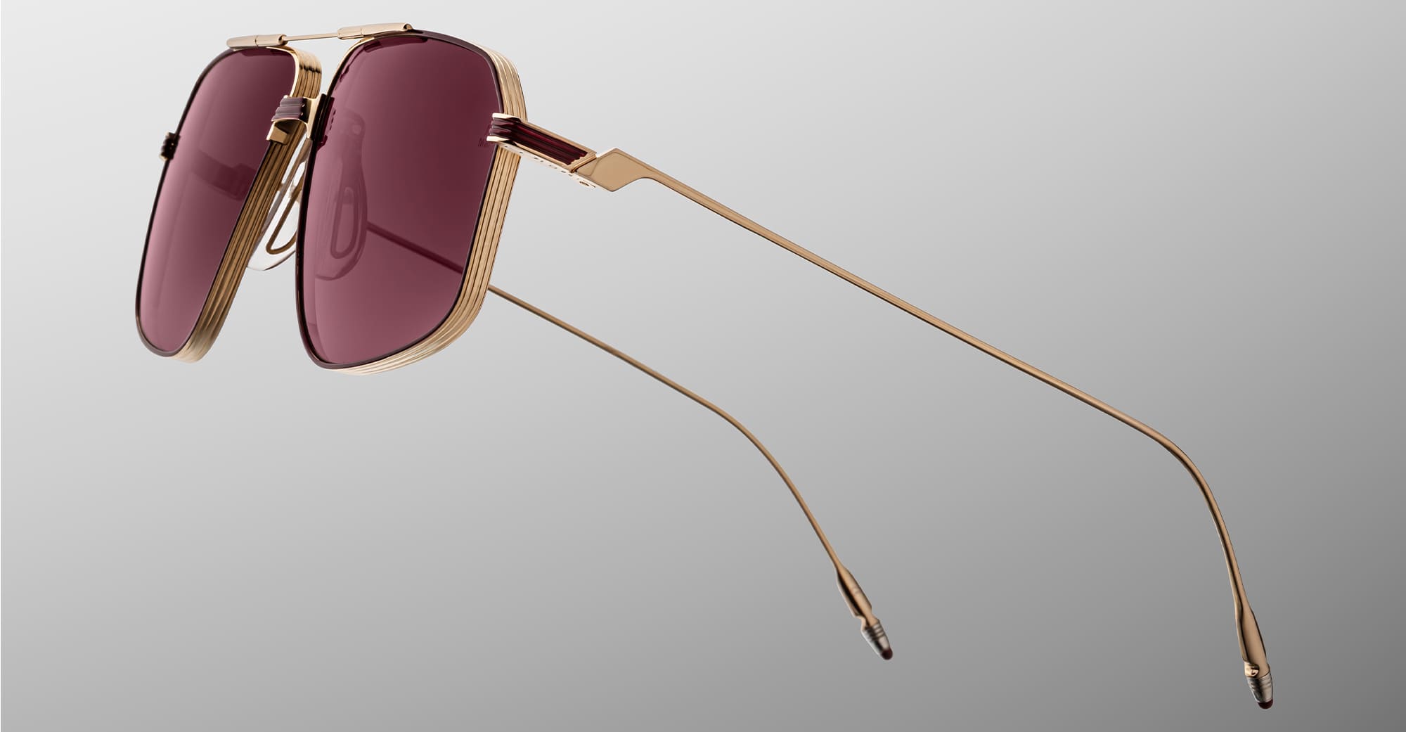Ottica Mondello Roma - Jacques Marie Mage - JMMJG-22 - JAGGER - CHAMPAGNE - Titanium - shape Aviator - light gold - EYEWEAR - SUNGLASSES - Uomo,Men - lens burgundy - Made In Japan