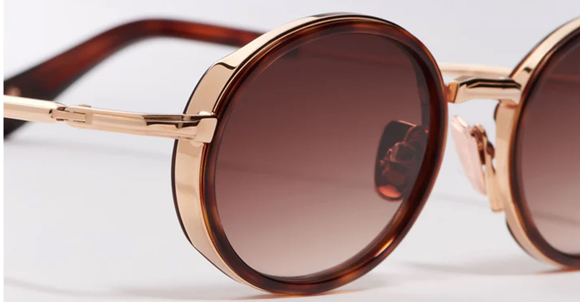 Ottica Mondello Roma - John Dalia - EDDIE-C121 - EDDIE - C121 Dark Brown Tortoise - Rose Gold 18K - Metal - shape Oval - brown, gold - EYEWEAR - SUNGLASSES - Unisex,Uomo,Donna,Women,Men - lens Gradient brown - Made In France