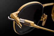 Ottica Mondello Roma - DITA - DTS482-A-01 - LINEAGE.68X - YELLOW GOLD / BLACK / SHINY SILVER - titanium, acetate - shape Round - gold, black - EYEWEAR - SUNGLASSES - Unisex,Uomo,Donna,Women,Men - lens Gradient grey - Made In Japan