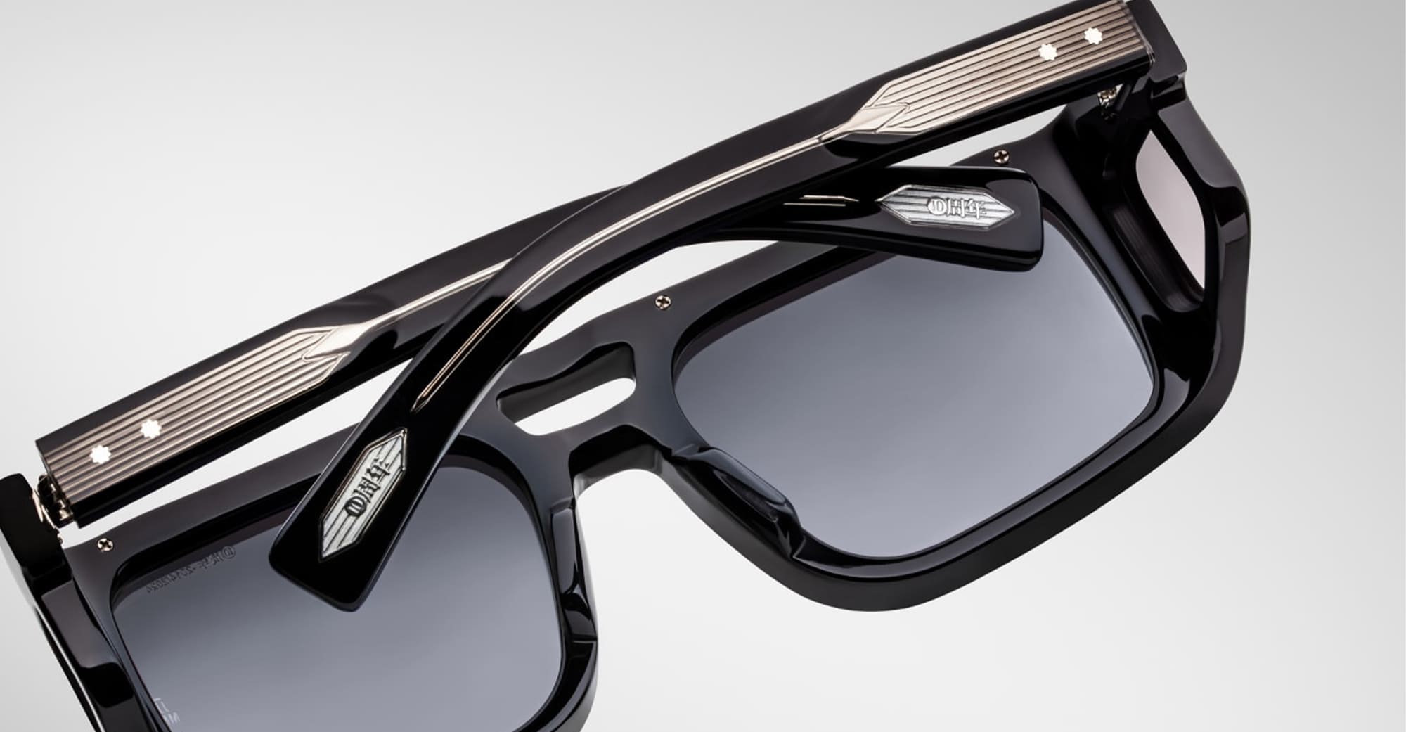 Ottica Mondello Roma - Jacques Marie Mage - JMMWS-10Y1 - DECADE COLLECTION: WINDSOR - DECADE - Acetate - shape Recangular - Black - EYEWEAR - SUNGLASSES - Uomo,Men - lens Gradient grey - Made In Japan