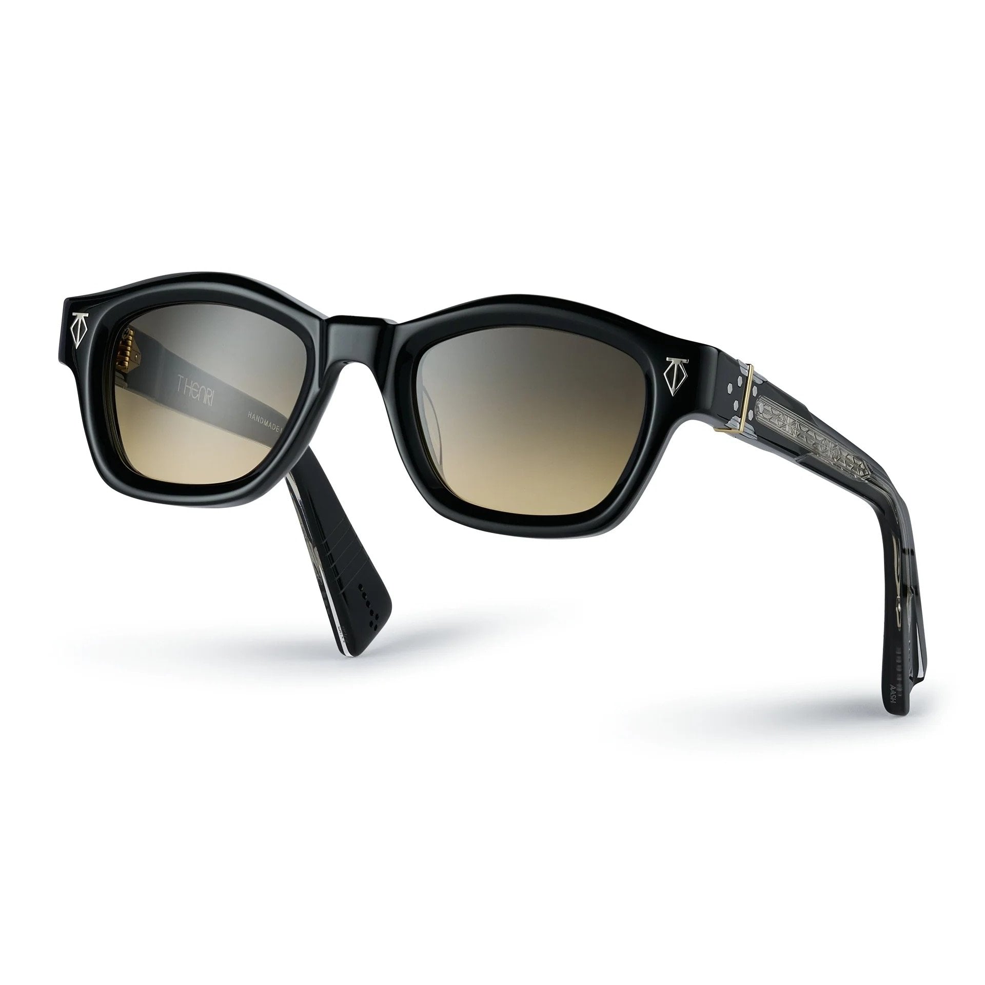 Ottica Mondello Roma - T HENRI - AUASH - AURELIA - SHADOWN II - Acetate - shape Squared - Black - EYEWEAR - SUNGLASSES - Unisex,Uomo,Donna,Women,Men - lens gradient yellow - Made In Japan