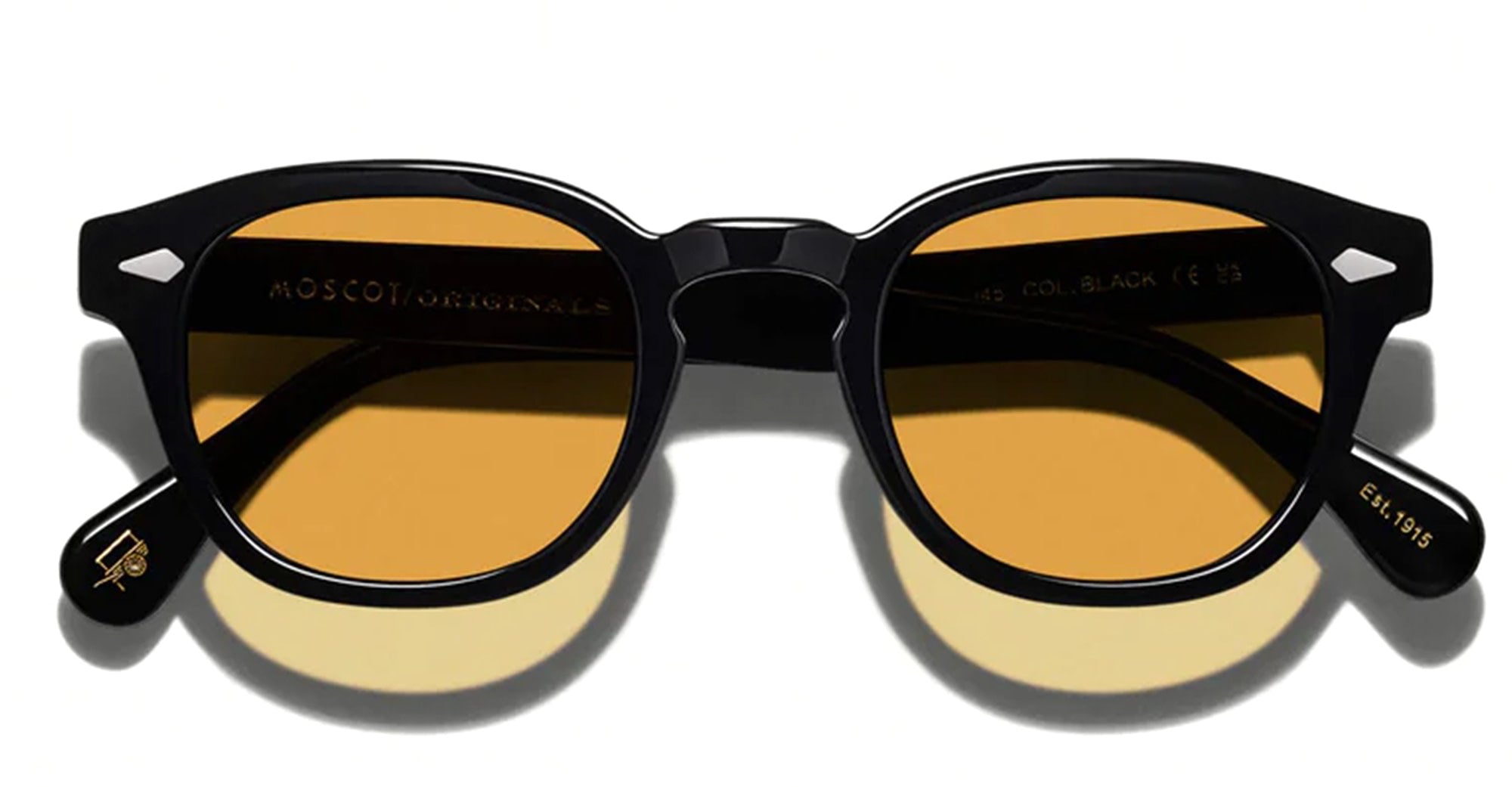 Ottica Mondello Roma - Moscot - OR-LMB2-S46240200-TW - LEMTOSH (46) - BLACK / CUSTOM AMBER LENS - Acetate - shape Classic - Black - EYEWEAR - SUNGLASSES - Unisex,Uomo,Donna,Women,Men - lens Brown - Made In China