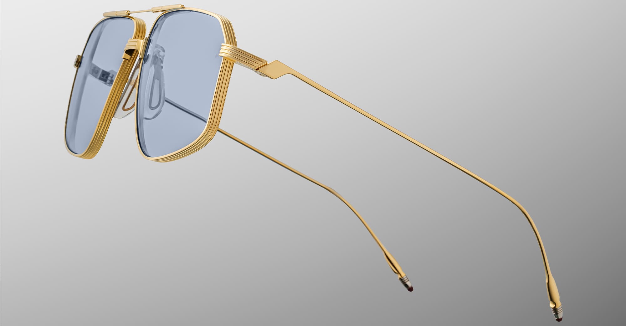 Ottica Mondello Roma - Jacques Marie Mage - JMMJG-19H - JAGGER - CIEL - Titanium - shape Aviator - Gold - EYEWEAR - SUNGLASSES - Unisex,Uomo,Donna,Women,Men - lens Blue - Made In Japan
