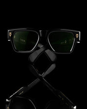 Ottica Mondello Roma - T HENRI - SIAA - SIAN - ASTEROID - Acetate - shape Squared - Black - EYEWEAR - SUNGLASSES - Unisex,Uomo,Donna,Women,Men - lens Gradient green - Made In Japan
