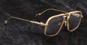 Ottica Mondello Roma - Jacques Marie Mage - JMMLB-L1 - LAST FRONTIER VII - LABARGE - MAXI - Titanium - shape Navigator - gold, silver - EYEWEAR - SUNGLASSES - Unisex,Uomo,Donna,Women,Men - lens Grey - Made In Japan