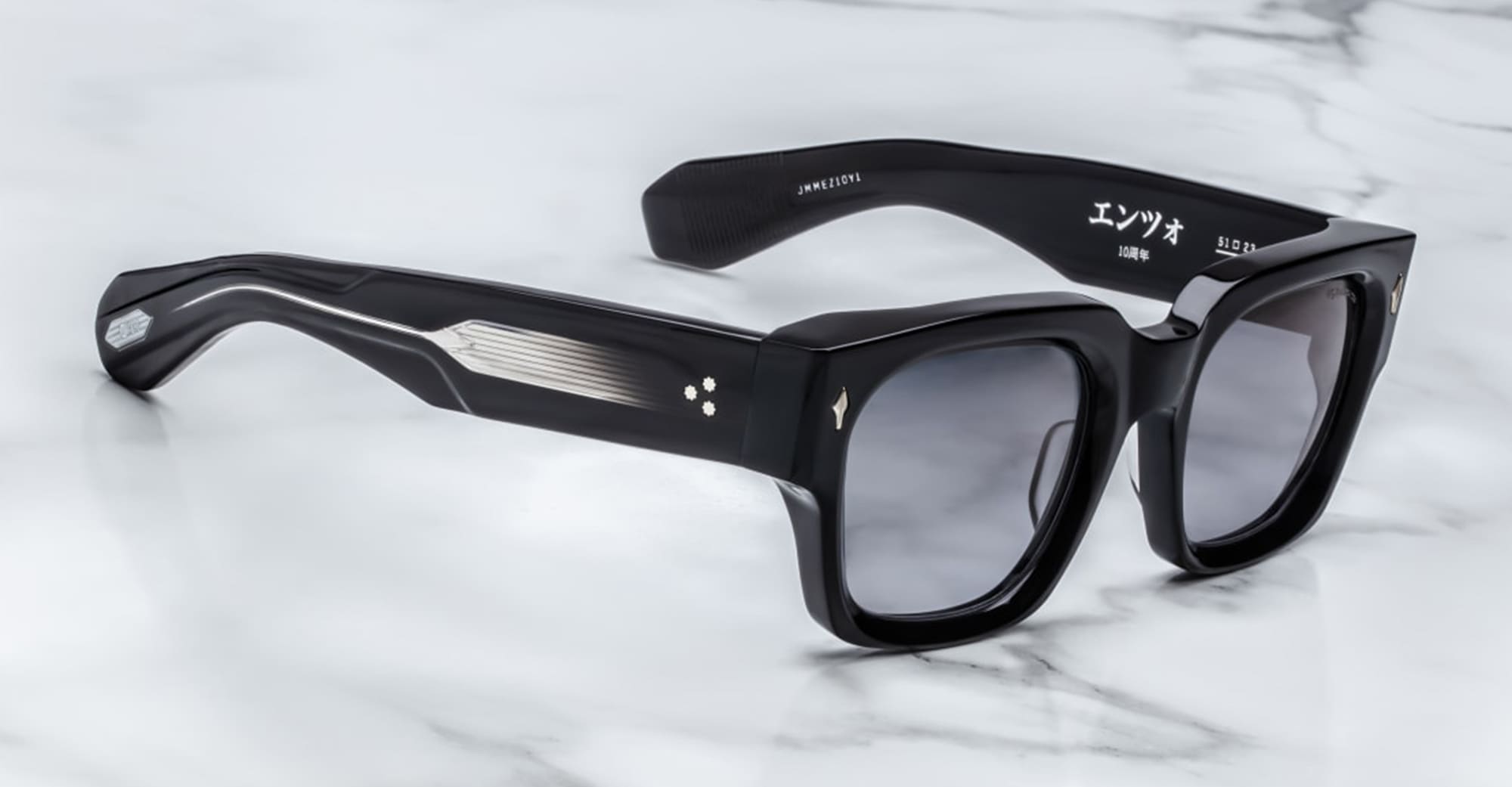 Ottica Mondello Roma - Jacques Marie Mage - JMMEZ-10Y1 - DECADE COLLECTION: ENZO - DECADE - Acetate - shape Squared - Black - EYEWEAR - SUNGLASSES - Uomo,Men - lens Gradient grey - Made In Japan