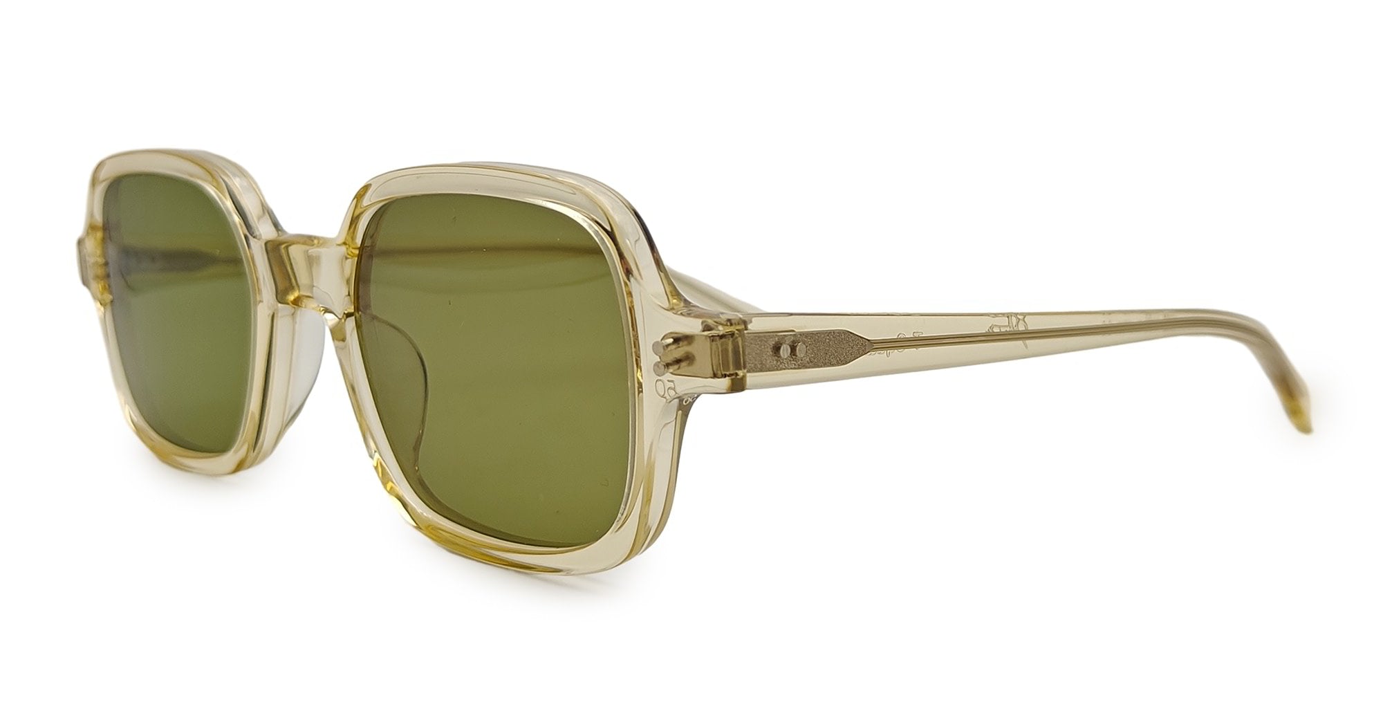 Ottica Mondello Roma - Julius Tart - JTPL-036R-2B-GN-30 - T-SQUARE - CHAMPAGNE / GREEN LENS - Acetate - shape Squared - Champagne - EYEWEAR - SUNGLASSES - Unisex,Uomo,Donna,Women,Men - lens Green - Made In Japan