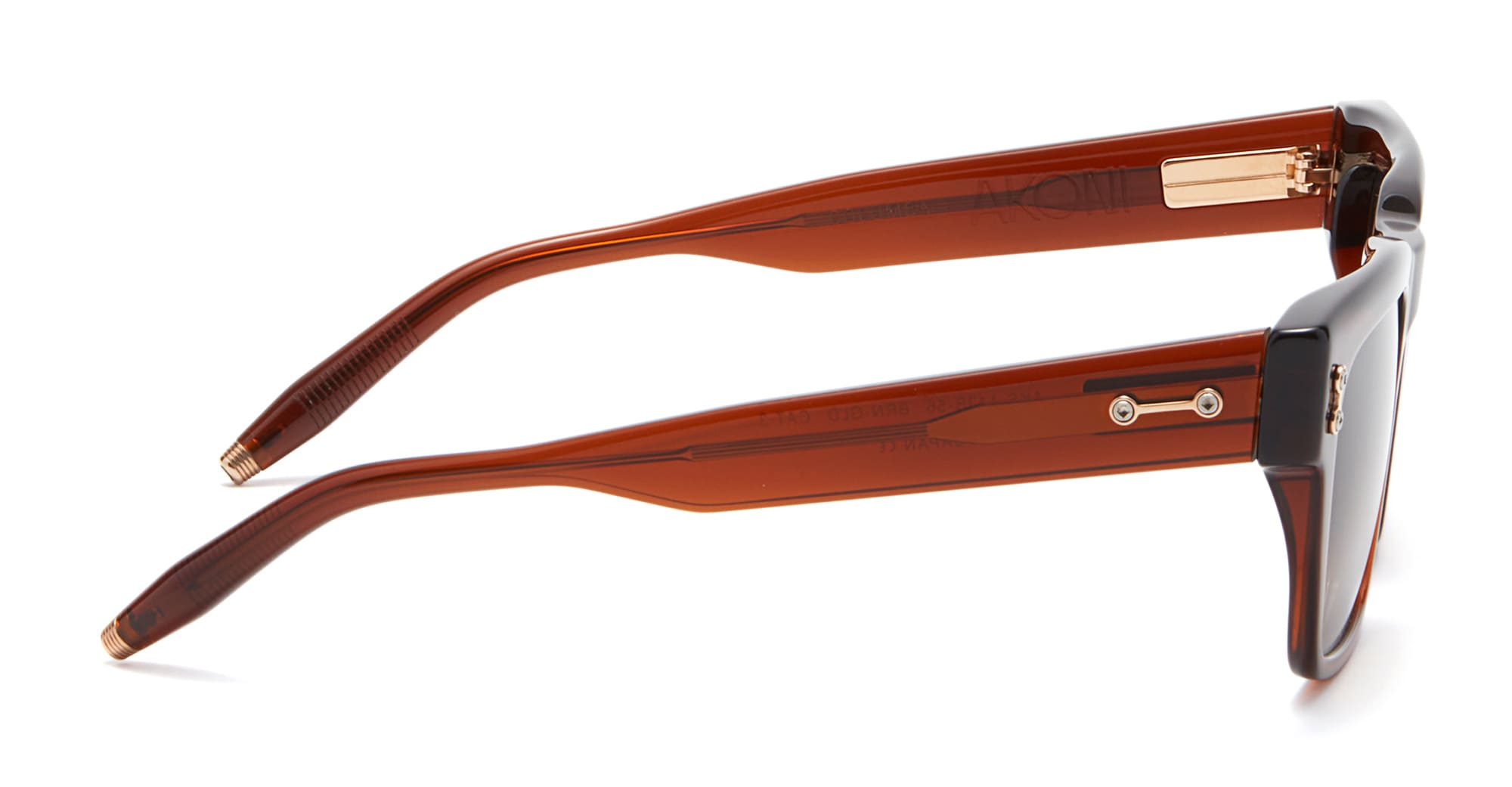 Ottica Mondello Roma - Akoni - AKS-113B-56 - COLUMBA - CRYSTAL DARK BROWN / WHITE GOLD - 56 - Acetate - shape Squared - brown - EYEWEAR - SUNGLASSES - Unisex,Uomo,Donna,Women,Men - lens Gradient brown - Made In Japan