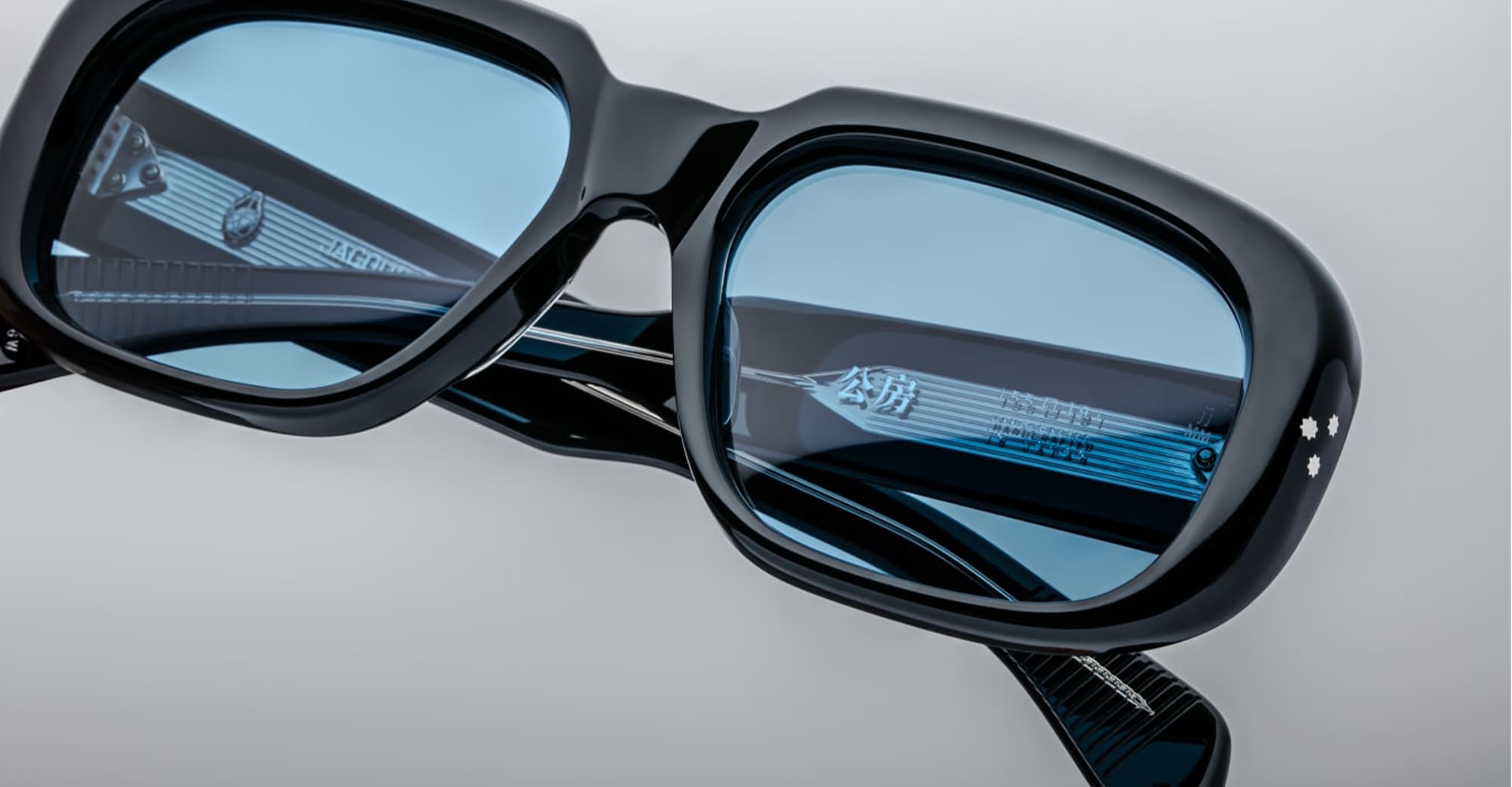 Ottica Mondello Roma - Jacques Marie Mage - JMMKB-6W - KOBO - TITAN - Acetate - shape Oval - Black - EYEWEAR - SUNGLASSES - Unisex,Uomo,Donna,Women,Men - lens azure blue - Made In Japan