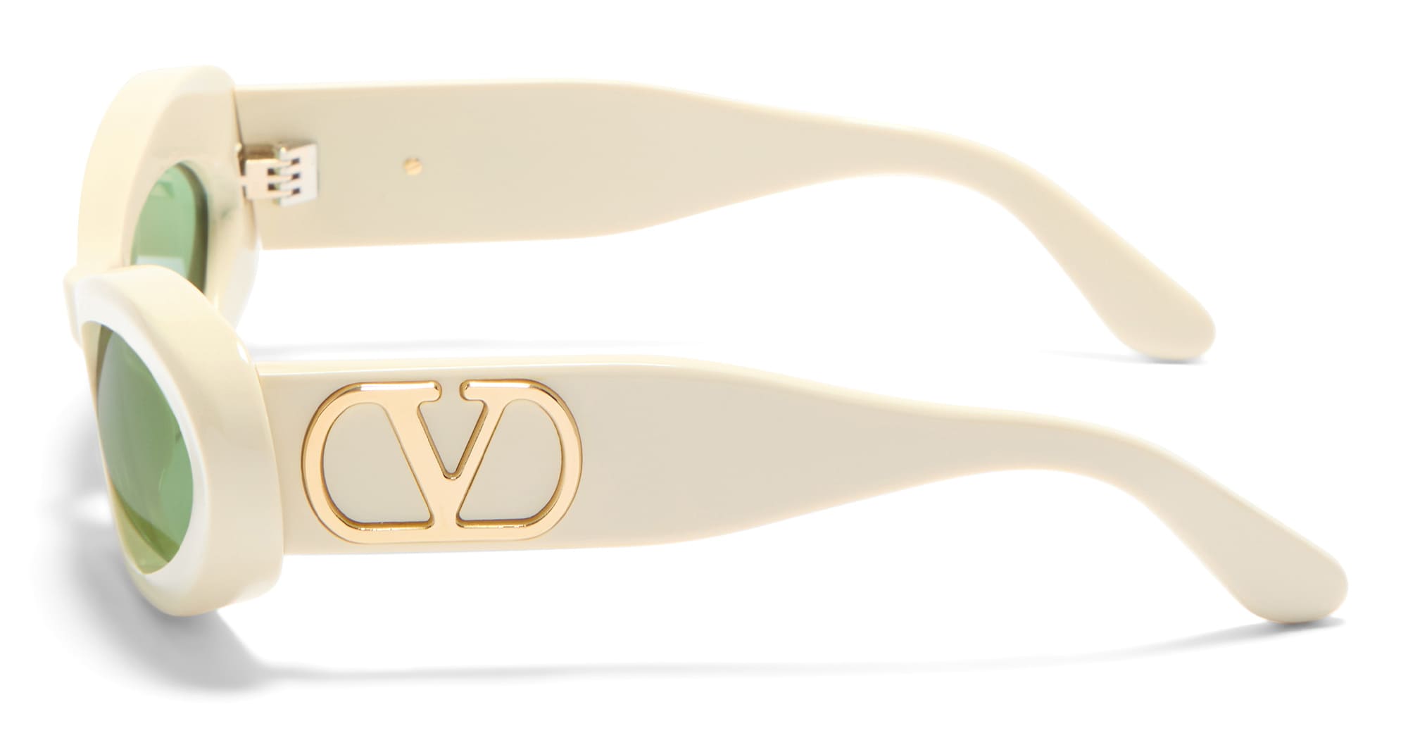 Ottica Mondello Roma - Valentino - VLS-178B-57 - VLS-178B - IVORY / V-LIGHT GOLD - Acetate - shape Oval - ivory - EYEWEAR - SUNGLASSES - Donna,Women - lens Green - Made In Japan