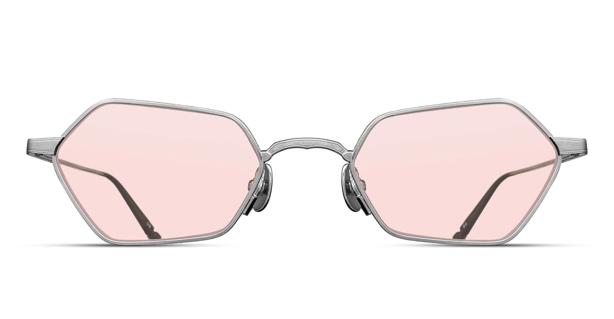 Ottica Mondello Roma - Matsuda - M3138.SG.BS.49 - M3138 - BRUSHED SILVER - Titanium - shape Hexagonal - Silver - EYEWEAR - SUNGLASSES - Unisex,Uomo,Donna,Women,Men - lens Pink - Made In Japan