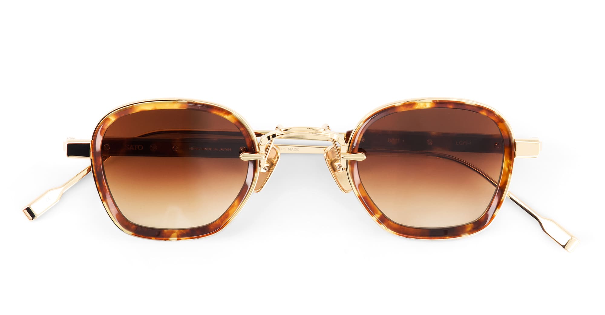 Ottica Mondello Roma - Sato - Rigel-LG-T-1 - RIGEL - LUNAR GOLD / TORTOISE - Acetate, titanium - shape Squared - gold, tortoise - EYEWEAR - SUNGLASSES - Unisex,Uomo,Donna,Women,Men - lens Gradient brown - Made In Japan