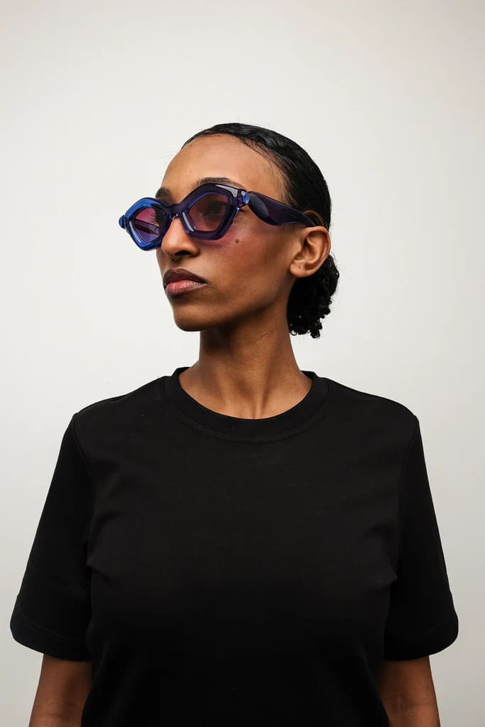 Ottica Mondello Roma - Paloceras - pebble-ice-blue-dx - PEBBLE - ICE BLUE DX - Acetate - shape Cat-eye - blue - EYEWEAR - SUNGLASSES - Unisex,Uomo,Donna,Women,Men - lens red - Made In China