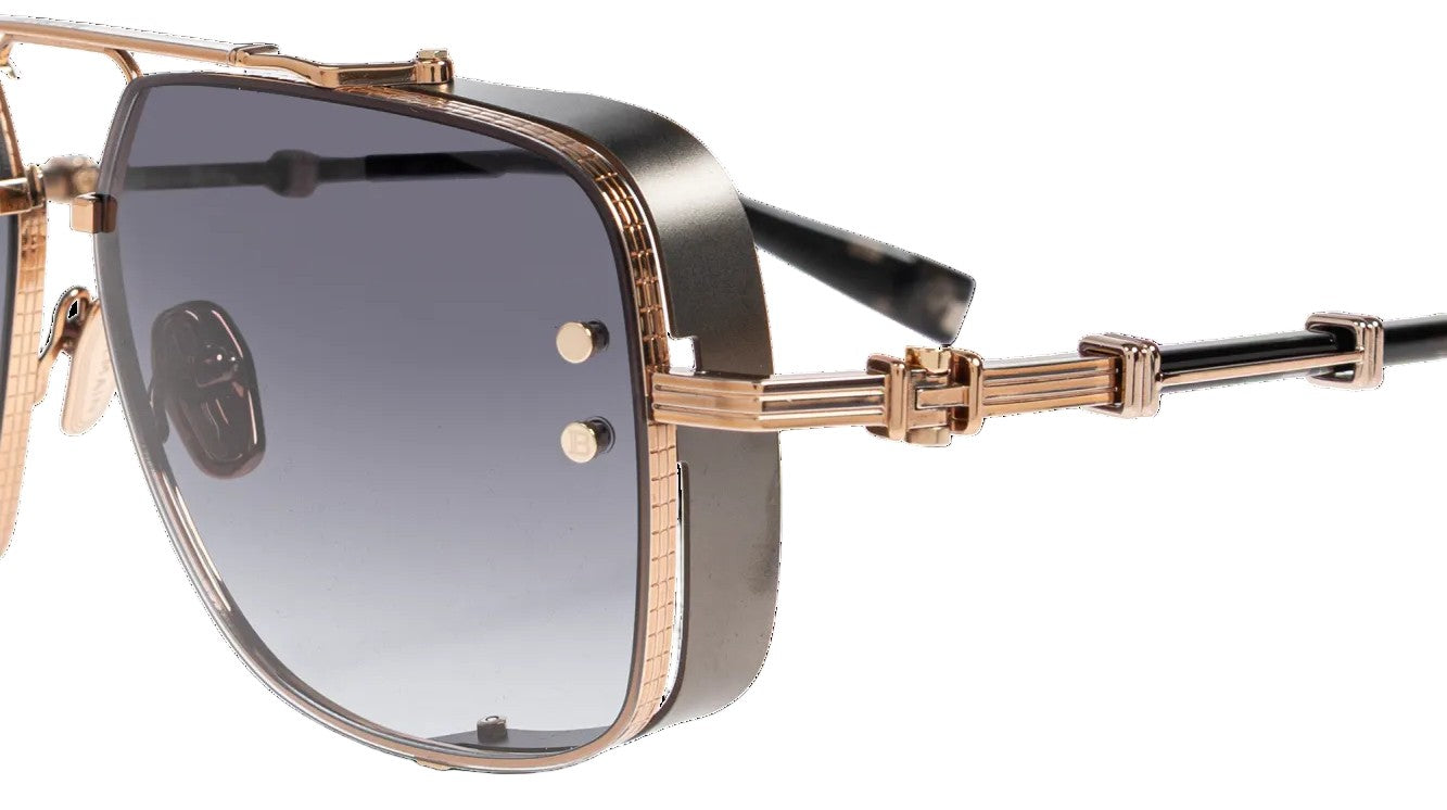 Ottica Mondello Roma - Balmain - BPS-181B-62 - LEGEND - ROSE GOLD - CRYSTAL BLACK HAVANA - Titanium - shape Navigator - gold, black - EYEWEAR - SUNGLASSES - Unisex,Uomo,Donna,Women,Men - lens dark grey - Made In Japan