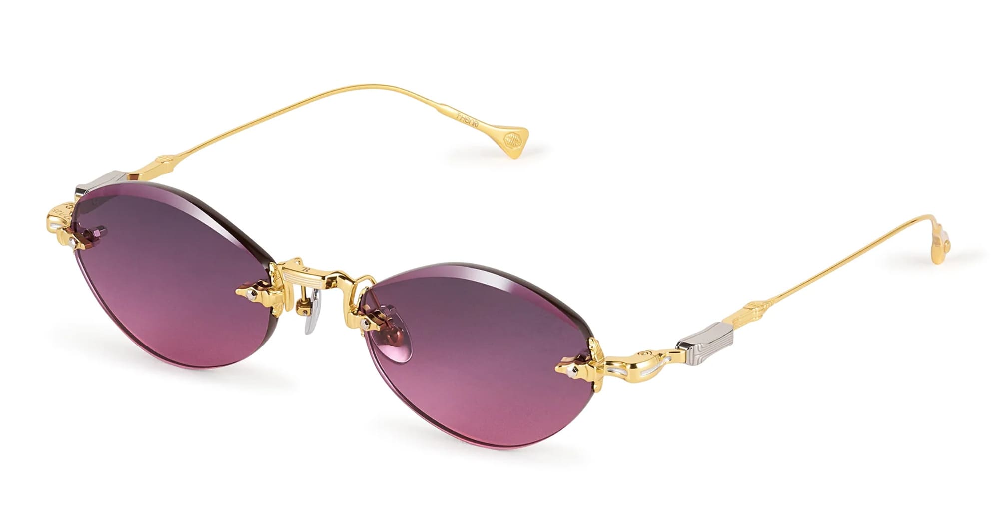Ottica Mondello Roma - T HENRI - RMA - MOONBEAM - AMETHYST HORIZON - Titanium - shape Oval - Gold - EYEWEAR - SUNGLASSES - Unisex,Uomo,Donna,Women,Men - lens purple gradient - Made In Japan
