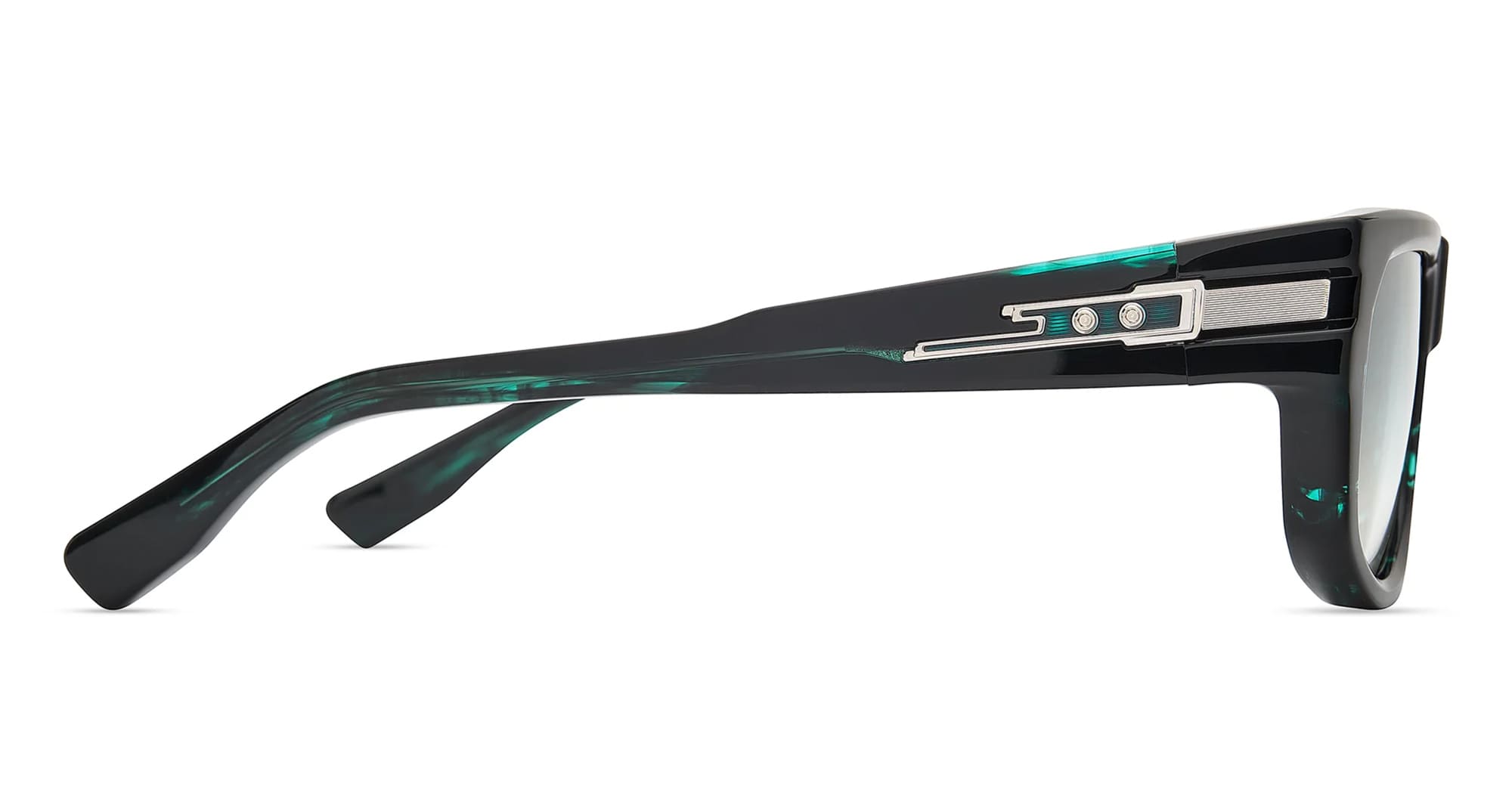 Ottica Mondello Roma - DITA - DTS753-A-01 - PRIDM -  STORM SWIRL / SILVER / GREEN - Acetate - shape Rectangular - Black - EYEWEAR - SUNGLASSES - Unisex,Uomo,Donna,Women,Men - lens Gradient green - Made In Japan