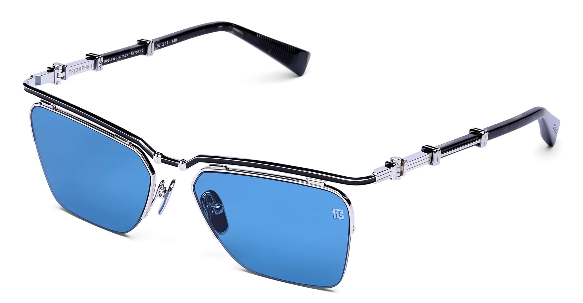  BLACK HAVANA - Acetate, titanium - shape Cat-eye - silver, black tortoise - EYEWEAR - SUNGLASSES - Unisex,Uomo,Donna,Women,Men - lens Blue - Made In Japan