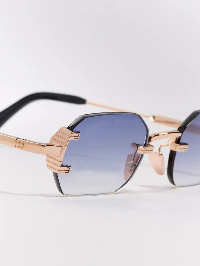 Ottica Mondello Roma - John Dalia - AMARU-C517 - AMARU - C517 ROSE GOLD 22K - Metal - shape Rectangular - rose gold - EYEWEAR - SUNGLASSES - Unisex,Uomo,Donna,Women,Men - lens Blue - Made In France