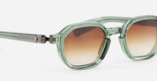 Ottica Mondello Roma - Sato - Menkar-GC-AG-1 - MENKAR - GREEN CRYSTAL / ANTIQUE GOLD - Acetate - shape Squared - green - EYEWEAR - SUNGLASSES - Unisex,Uomo,Donna,Women,Men - lens Gradient brown - Made In Japan