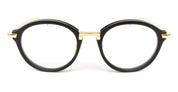 Ottica Mondello Roma - Thom Browne - UEO011A-G0003-005-49 - ROUND - MATTE BLACK / GOLD RX - Acetate, titanium - shape Round - Black - EYEWEAR - EYEGLASSES - Unisex,Uomo,Donna,Women,Men - lens Clear - Made In Japan