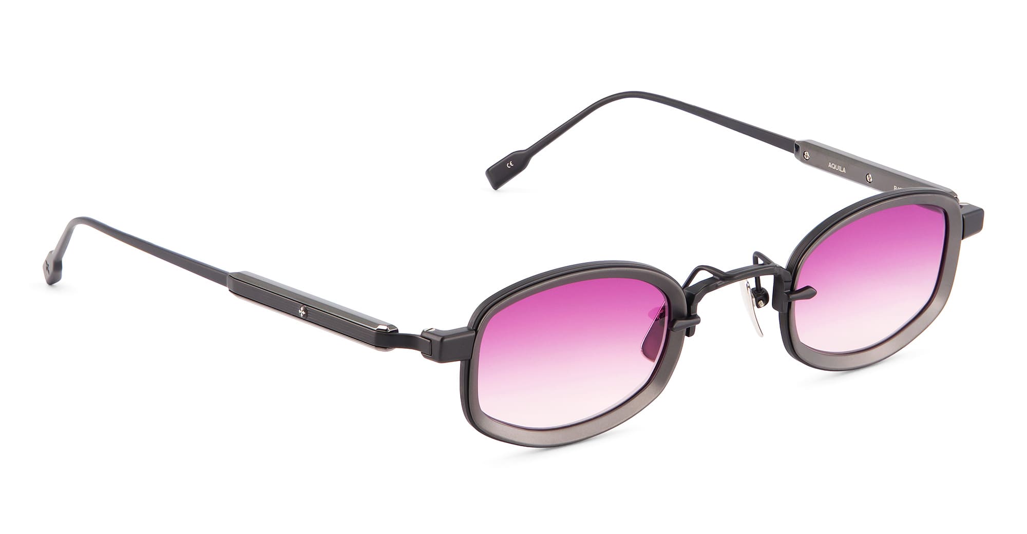  GR50 - Acetate, titanium - shape Oval - Black - EYEWEAR - SUNGLASSES - Unisex,Uomo,Donna,Women,Men - lens purple gradient - Made In Japan