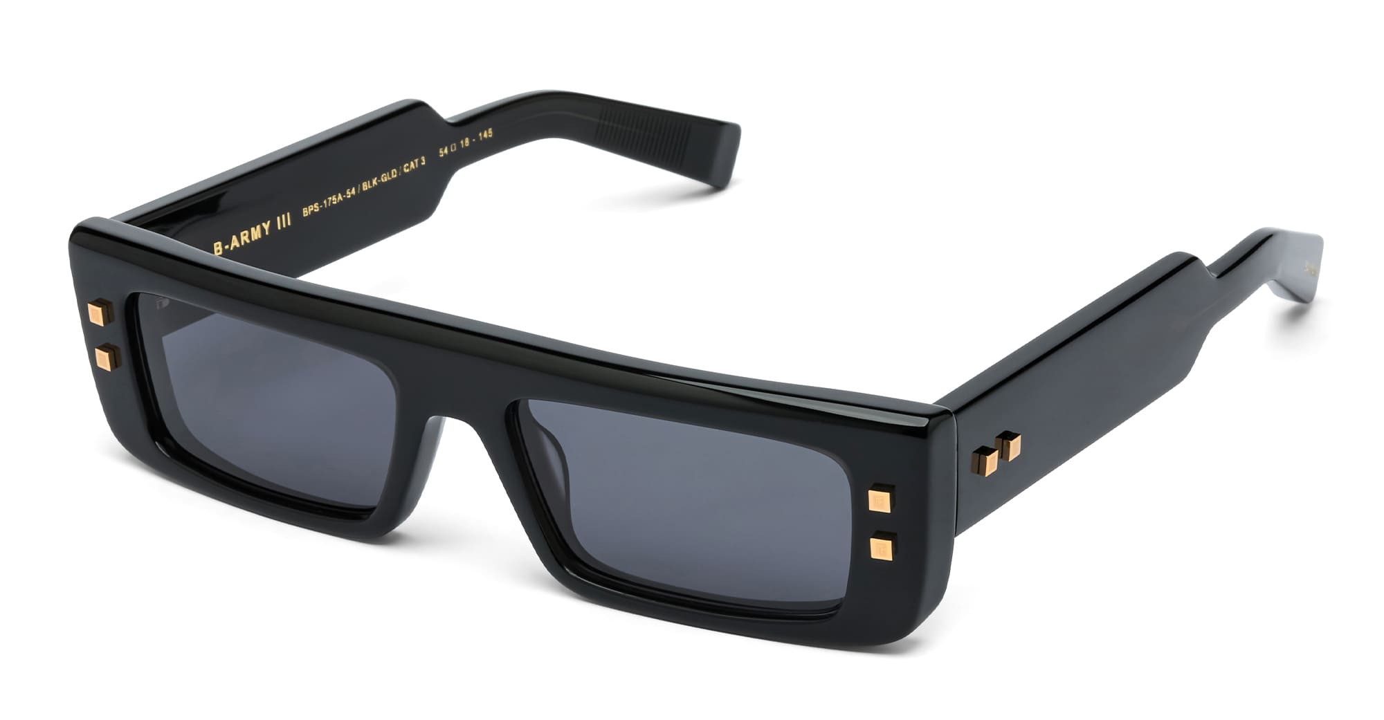  18K GOLD - Acetate - shape Rectangular - Black, gold - EYEWEAR - SUNGLASSES - Unisex,Uomo,Donna,Women,Men - lens Grey - Made In Japan