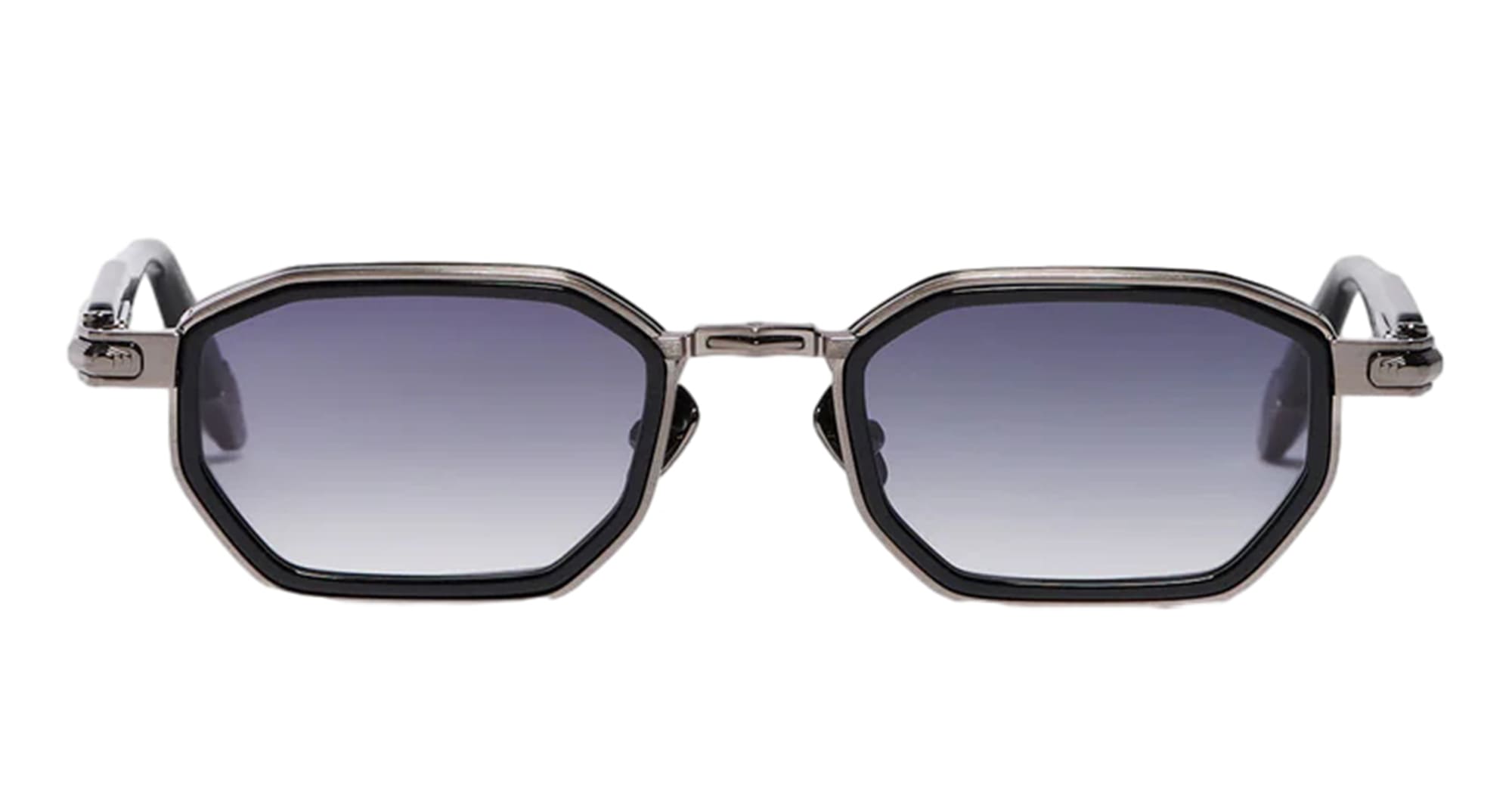 Ottica Mondello Roma - John Dalia - AXEL-C420 - AXEL - C420 Shiny Black / Brushed Ruthenium - Metal - shape Rectangular - Ruthenium - EYEWEAR - SUNGLASSES - Unisex,Uomo,Donna,Women,Men - lens Gradient blue - Made In France
