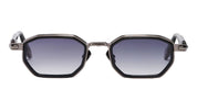 Ottica Mondello Roma - John Dalia - AXEL-C420 - AXEL - C420 Shiny Black / Brushed Ruthenium - Metal - shape Rectangular - Ruthenium - EYEWEAR - SUNGLASSES - Unisex,Uomo,Donna,Women,Men - lens Gradient blue - Made In France