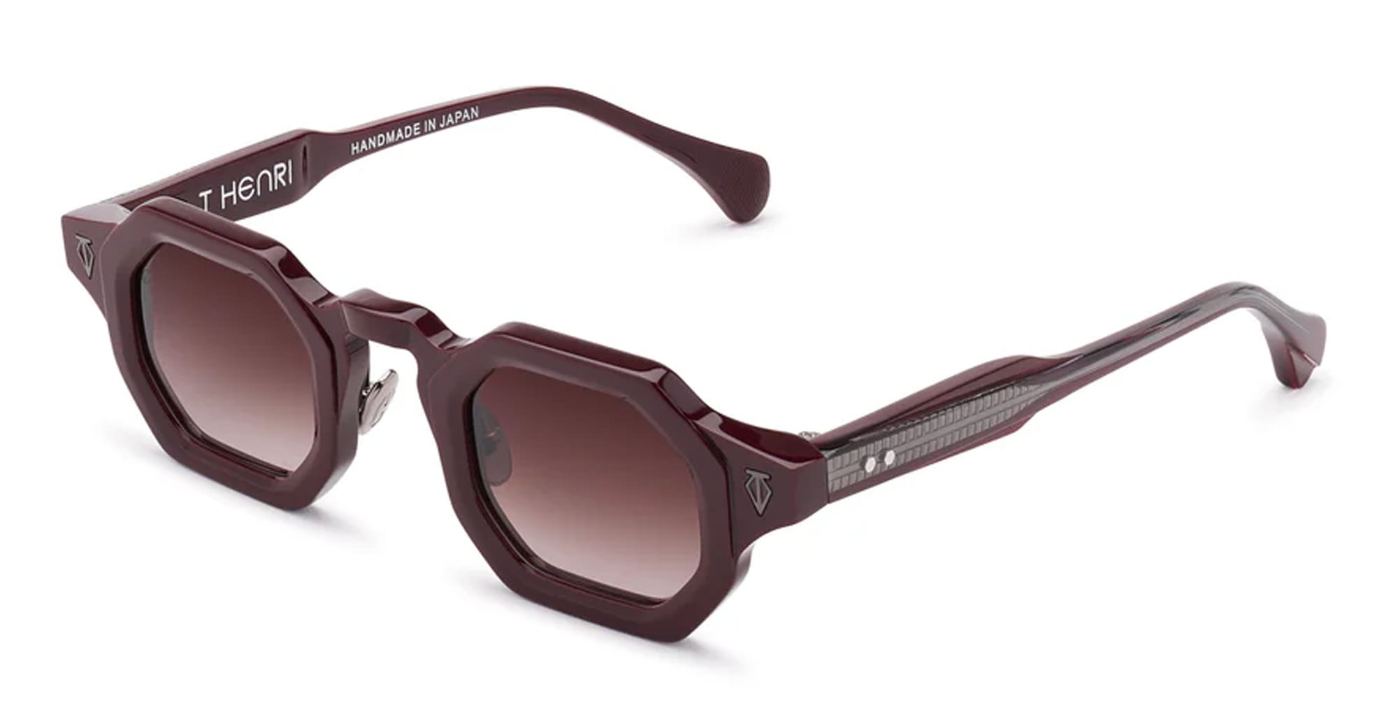Ottica Mondello Roma - T HENRI - BAX010 - BIRDCAGE - OXBLOOD - Acetate - shape Octagonal - burgundy - EYEWEAR - SUNGLASSES - Uomo,Men - lens burgundy - Made In Japan