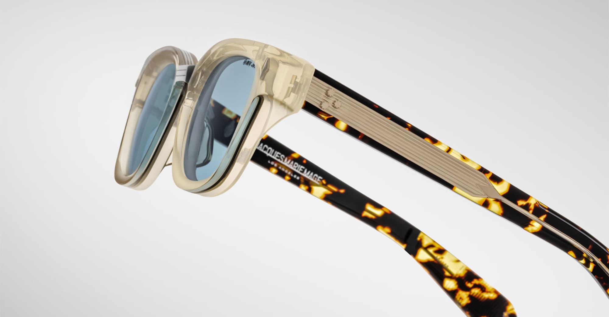 Ottica Mondello Roma - Jacques Marie Mage - JMMJU-10Y3 - DECADE COLLECTION: JULES - DUN - Acetate - shape Panto - beige - EYEWEAR - SUNGLASSES - Uomo,Men - lens Blue - Made In Japan