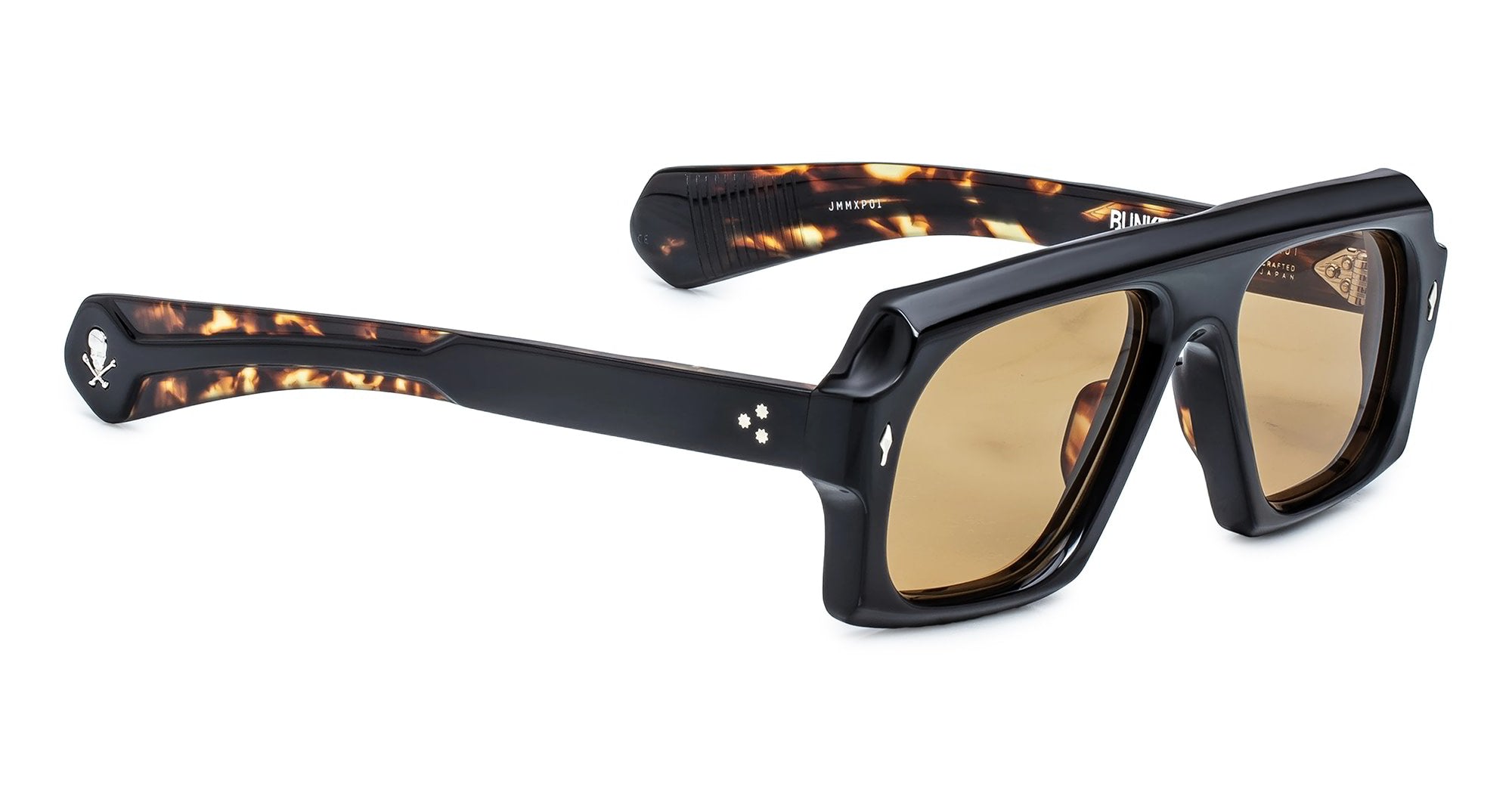 Ottica Mondello Roma - Jacques Marie Mage - JMMXP-01 - BUNKER77 BY JMM: DECATO- NOIR - Acetate - shape Navigator - black, tortoise - EYEWEAR - SUNGLASSES - Unisex,Uomo,Donna,Women,Men - lens Brown - Made In Japan