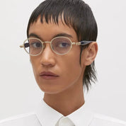 Ottica Mondello Roma - Kuboraum - KROJ74LG000000OP - MASK J74 LG - LIGHT GOLD / DARK BLUE RX - Metal - shape Round - Gold - EYEWEAR - EYEGLASSES - Unisex,Uomo,Donna,Women,Men - lens Clear - Made In Italy